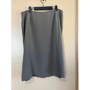 Preston York 100% Silk Lined Midi Skirt Steel Gray Taupe A-Line Plus Size 18